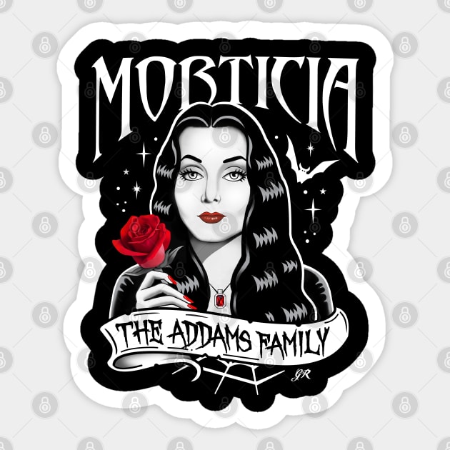 Morticia Addams Sticker by Gothic Rose